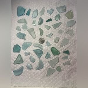 Genuine Tumbled Beach Sea Glass Lot | Aqua & Green Mixed Media Craft Supply